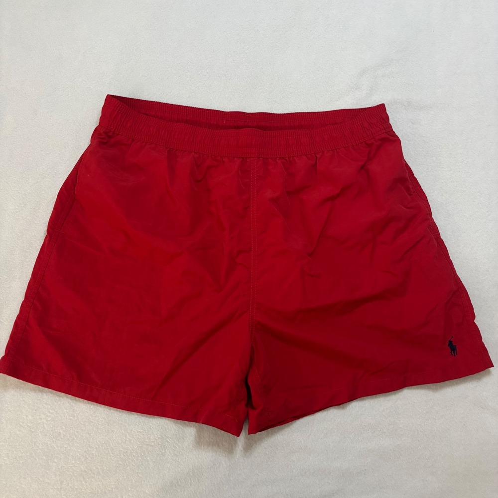 Polo Ralph Lauren Mens Red Swim Trunks XXL Mesh Lined Nylon Board Shorts